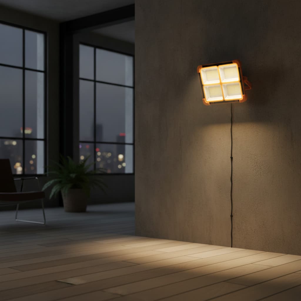 Luminária Painel LED Laranja Premium Quatro Focos Luz Direcionada Decoração Ambiente Moderno Ve
