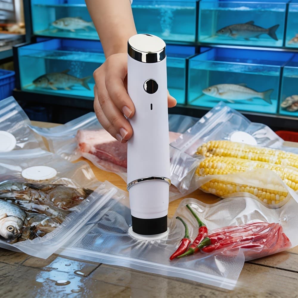 [Selador a Vácuo Portátil] Selador a Vácuo Elétrico Inteligente Portátil, Com Saco de Armazenamento de Alimentos, Mini B