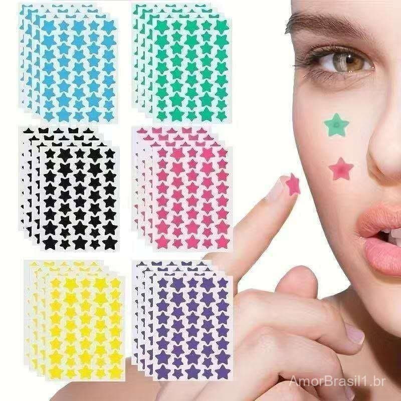 Patches Remoção Acne Forma Estrela Adesivos Cuidados Faciais Espinhas Manchas Cores Sortidas