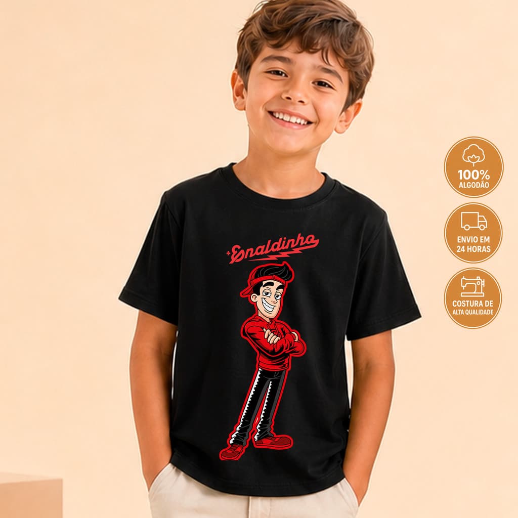 Blusa Camisa Camiseta Infantil Enaldinho em Alta Tendencia Moda T-shirt 100% Algodão
