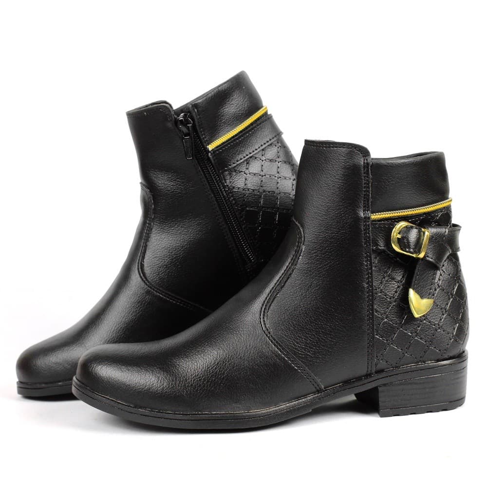 Coturno Bota Feminino Cano Curto Salto Baixo Conforto Estilo