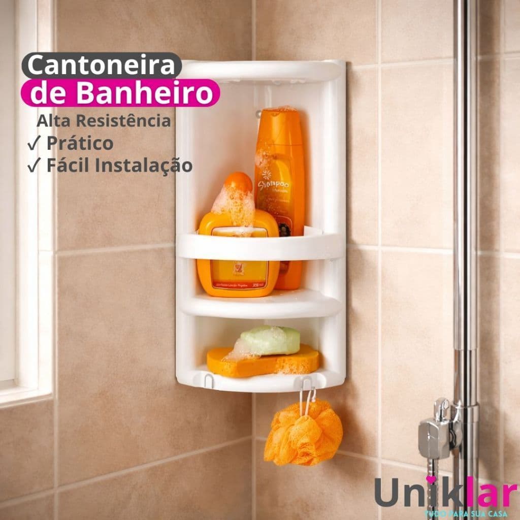 Porta Shampoo Cantoneira Banheiro Suporte Organizador Saboneteira Prateleira Canto Acessórios Box Parede