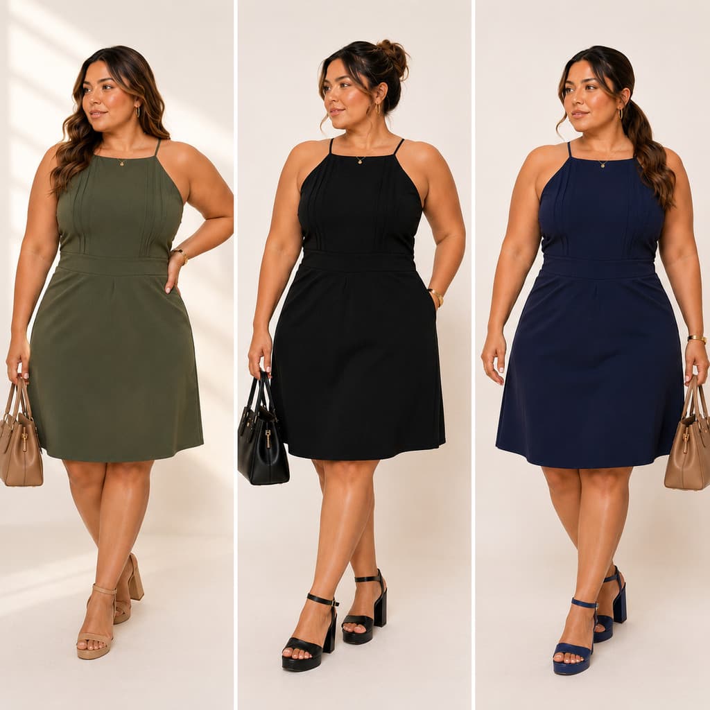 Vestido Plus Size em Alfaiataria Decote nas Costas