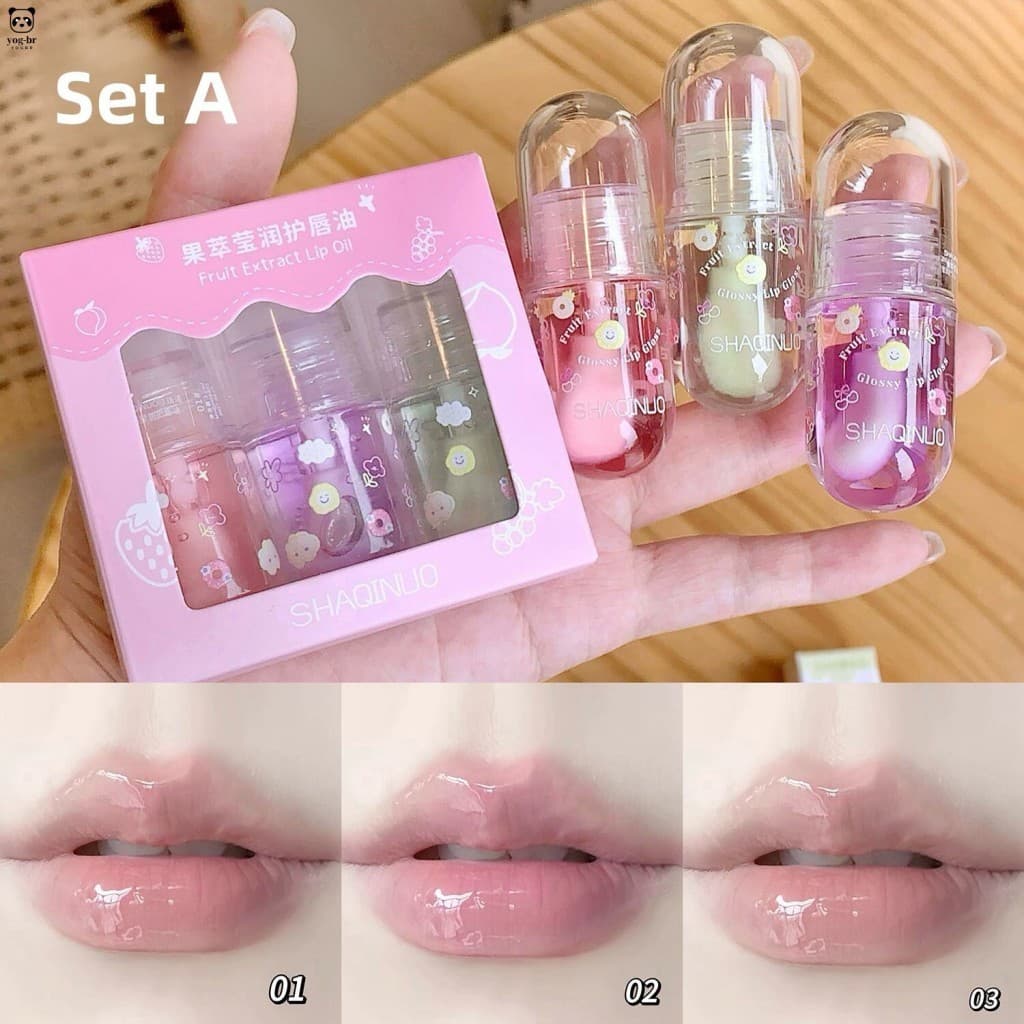 Brilho Labial De Vidro Com Sabor De Fruta De Uva-Óleo Hidratante Anti-Rachaduras Para Cuidados Labiais Camadas