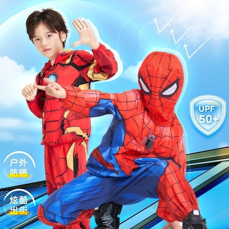 Marvel heróis meninos protetor solar conjunto de roupas crianças jogar traje UPF50 + verão conjunto de roupas de pele le
