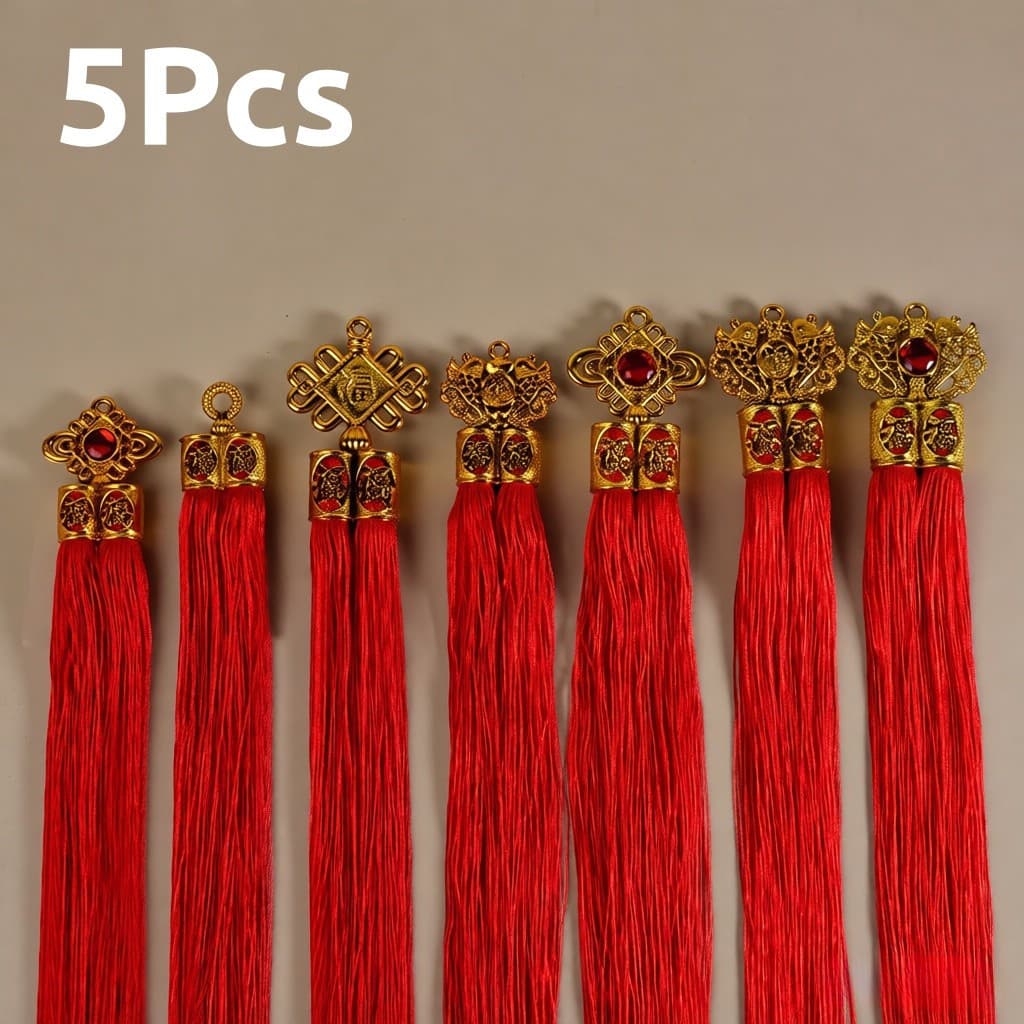 5 Pçs Tubo Duplo Borla Franja Para Nó Chinês Fu Pingente Festivo Decoração De Casa Artesanato Acessório