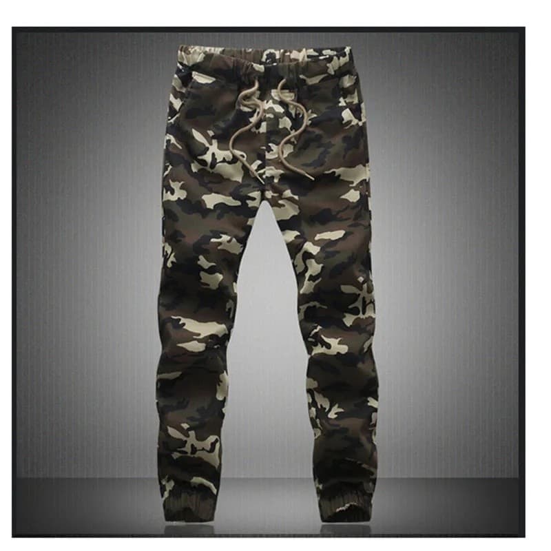 Calças Jogger Masculinas de Outono, Calças Harem Estilo Lápis, Calças Militares Camufladas, Calças Cargo Soltas e Confor