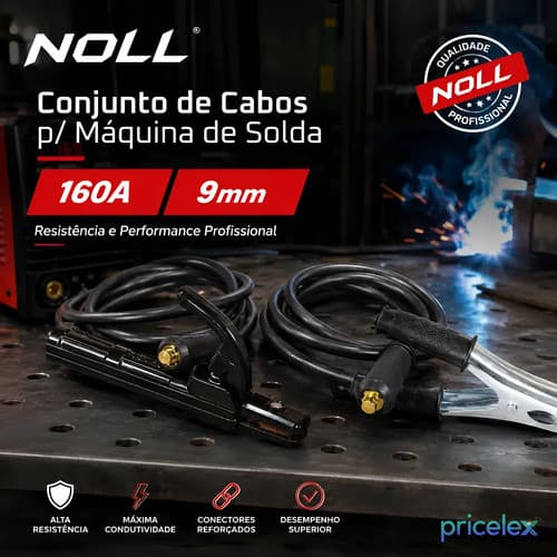 Par De Cabos Grampo Terra Porta Eletrodo 9mm Solda Profissio Prateado