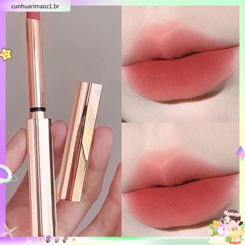Orelha Oito Pseudo-Face!Esmalte labial fosco, não é fácil de desbotar, copo de imersão, estilo desejo puro, batom branco