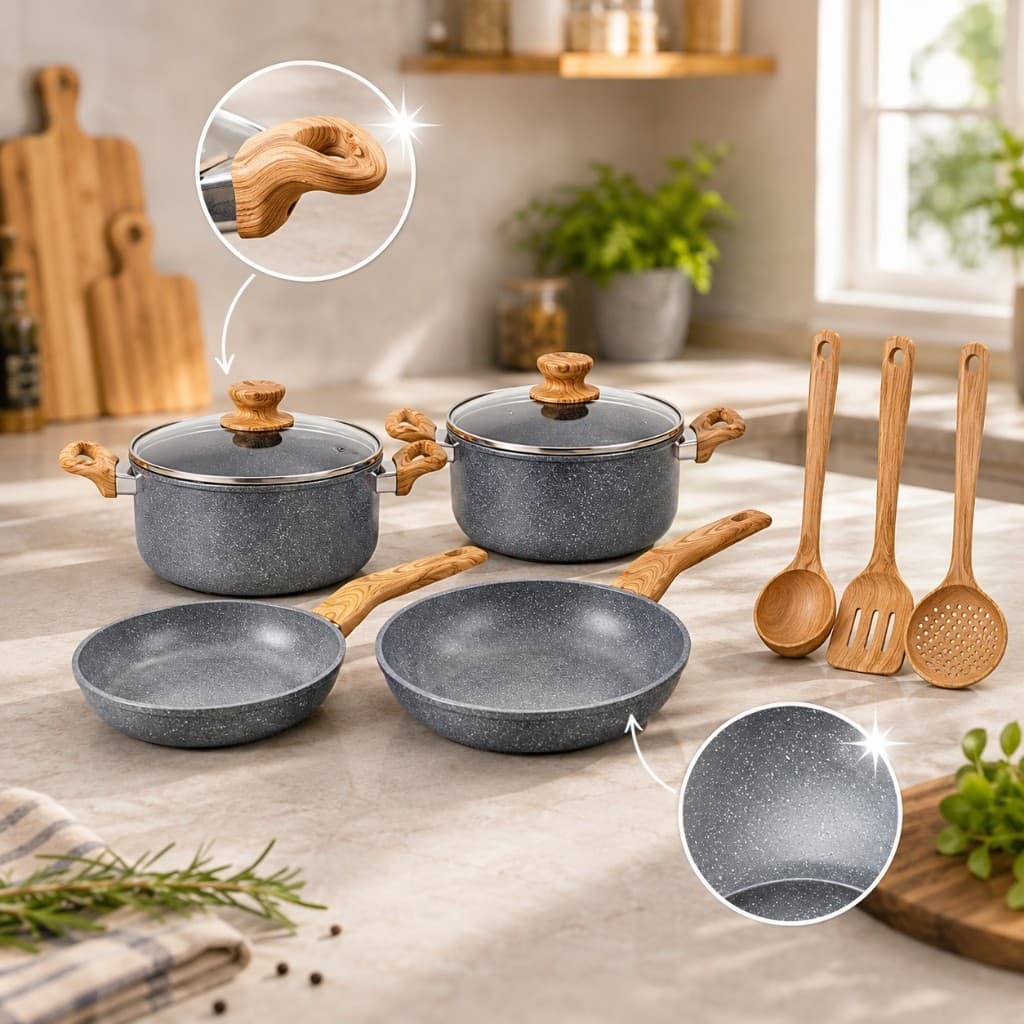 Kit Panelas Antiaderentes Utensílios Cozinha Completo Resistente Prático Econômico
