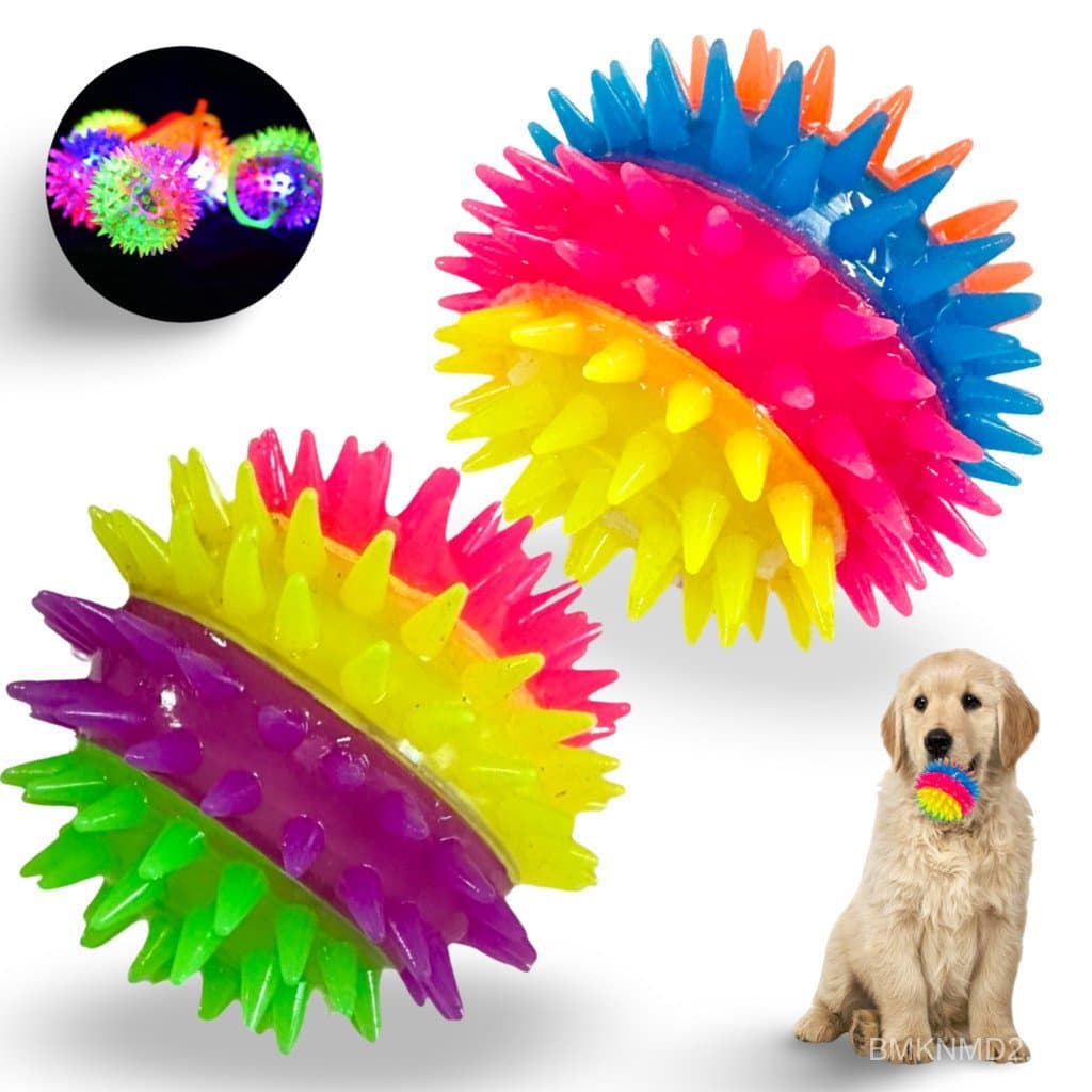 Kit 2 brinquedos pet bola Bolinha Led e som 4 cores para cães gatos cachoros pequeno porte e filhote