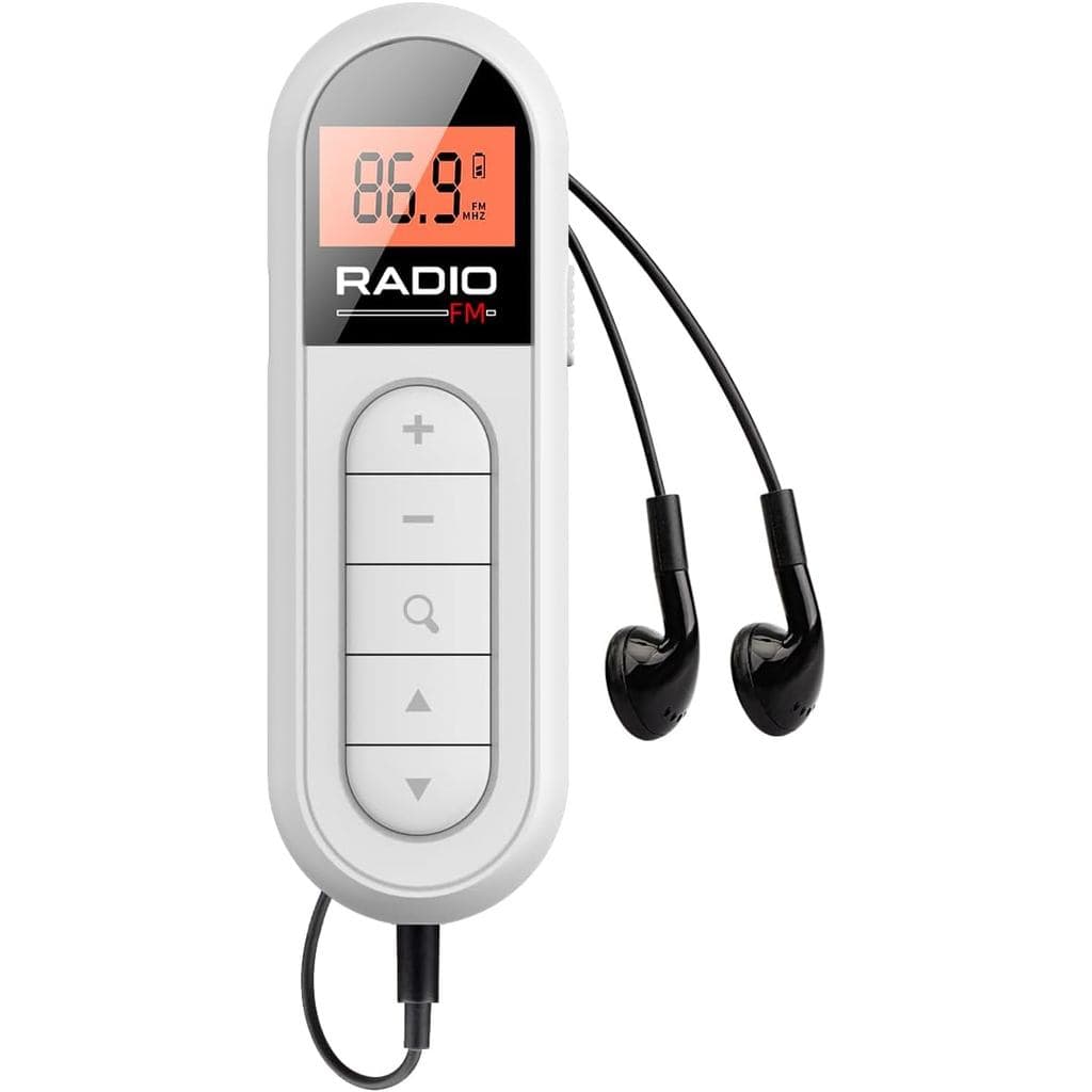 Rádio de bolso FM, rádio portátil recarregável com excelente recepção, sintonia digital, tela LCD, clipe para cinto, ent
