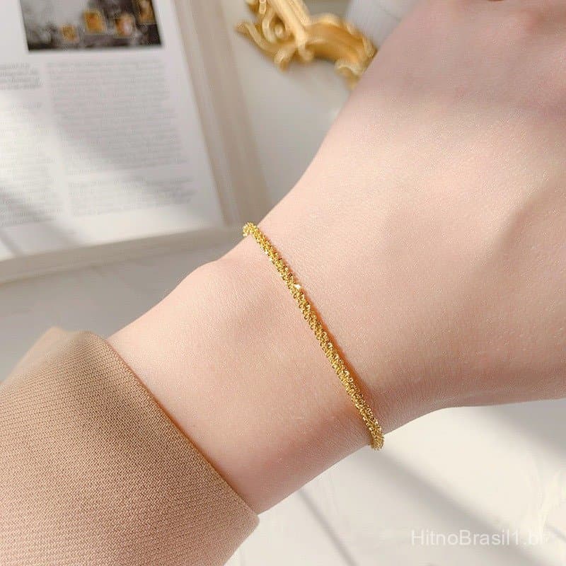 Nova pulseira de aço titânio 18K com corrente de clavícula brilhante estilo ins simples