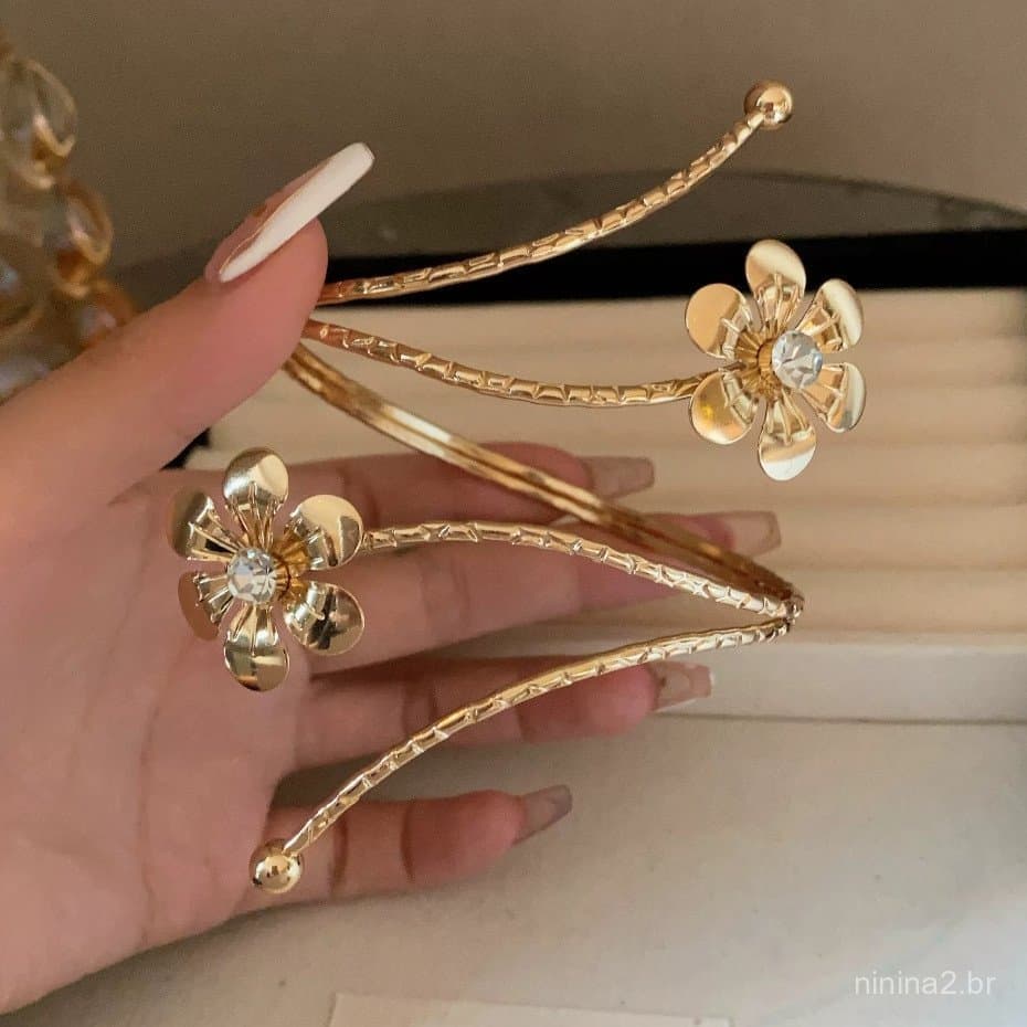 Moda Bracelete/Pulseira forma de Flor De Metal，Bracelete abertura Mode 2025 Presente Para Meninas