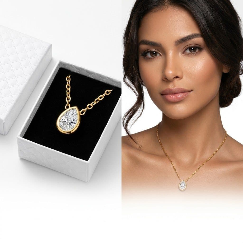 Colar Gota em Zirconia Cubica e Aço Inoxidável Alta Qualidade Banhado Ouro 18K Não Escurece + Caixa para Presente Luxuos