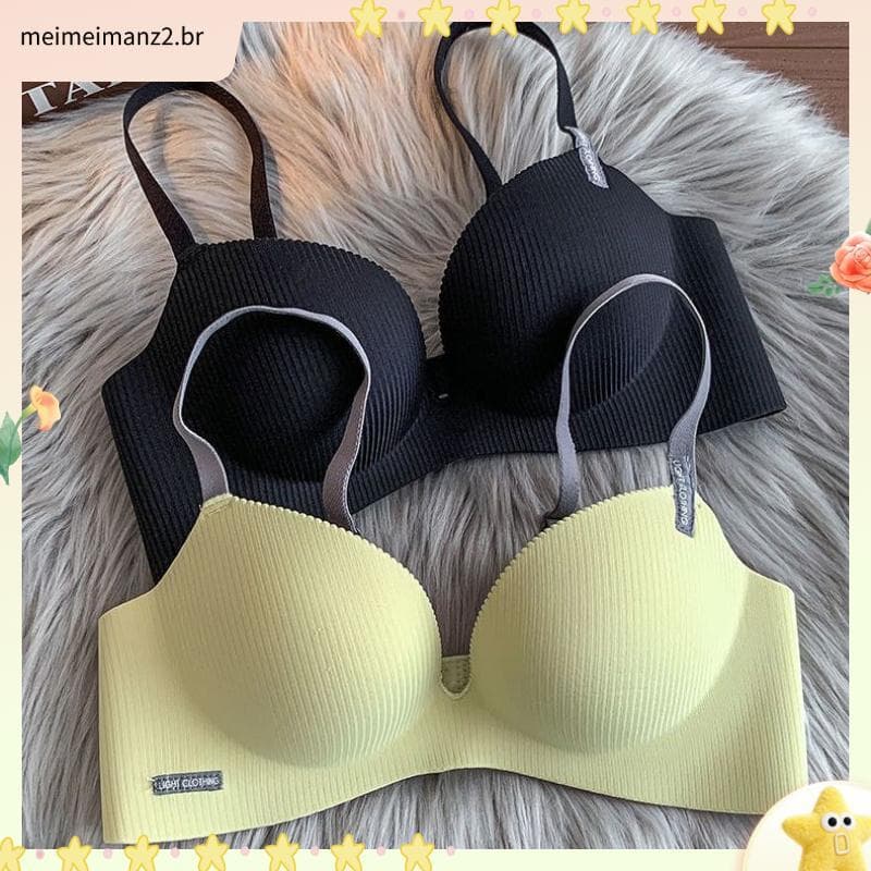 Roupa interior feminina seios pequenos reunidos olhar grande suporte superior Anti-flacidez sem costura sem anel de aço