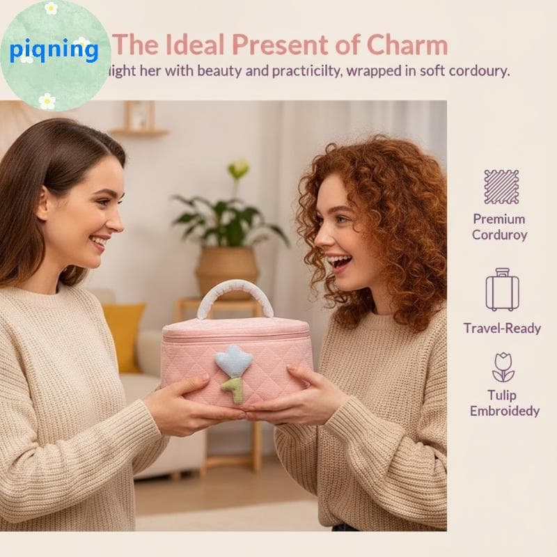 Piqning Bolsa De Higiene Feminina De Veludo Dopamina Kawaii Cosmética Portátil De Grande Capacidade Para Viagens , Uso D