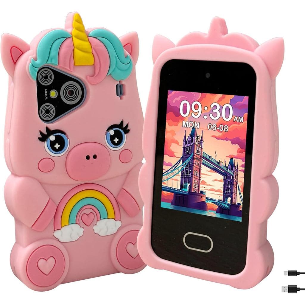 Telefone Infantil, Smartphone Infantil com Tela Sensível ao Toque e Câmera Dupla HD, Presentes de Natal e Aniversário, T