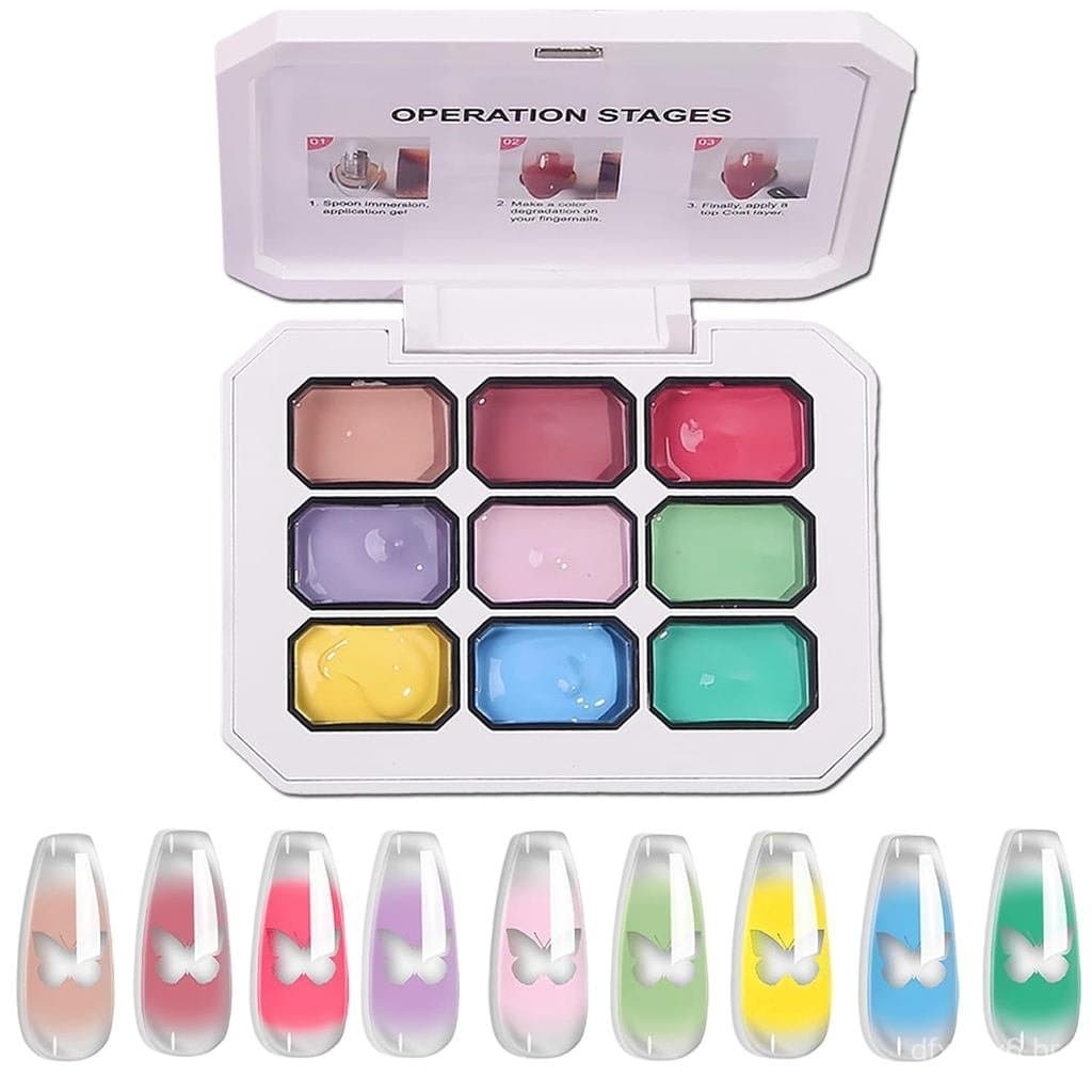 Paleta de Gel para Unhas Patting com 9 Cores, Conjunto de Esmaltes em Gel Semi Sólido para Unhas em Degradê, Gel de Pint