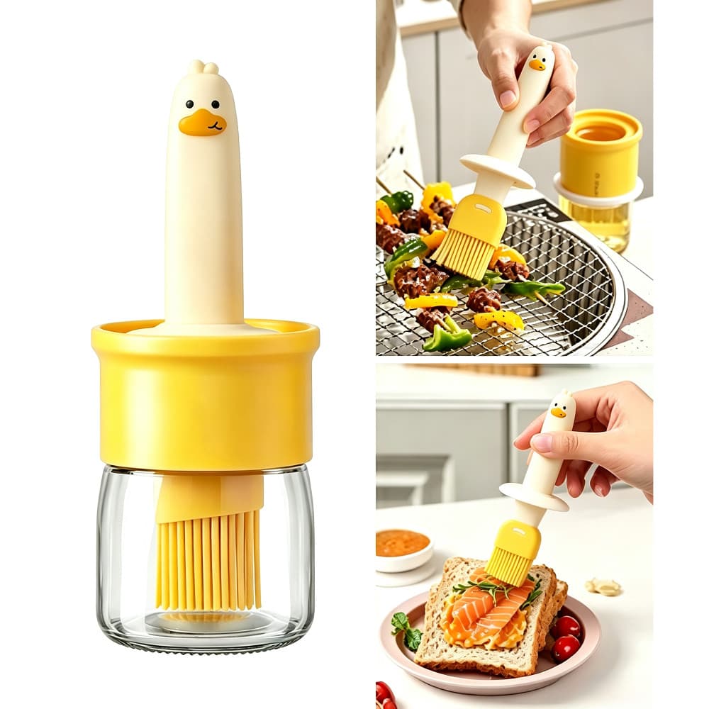Garrafa Dispensadora De Óleo De Vidro Com Escova De Silicone À Prova De Vazamento Recipiente Pulverizador Cozinha Para C