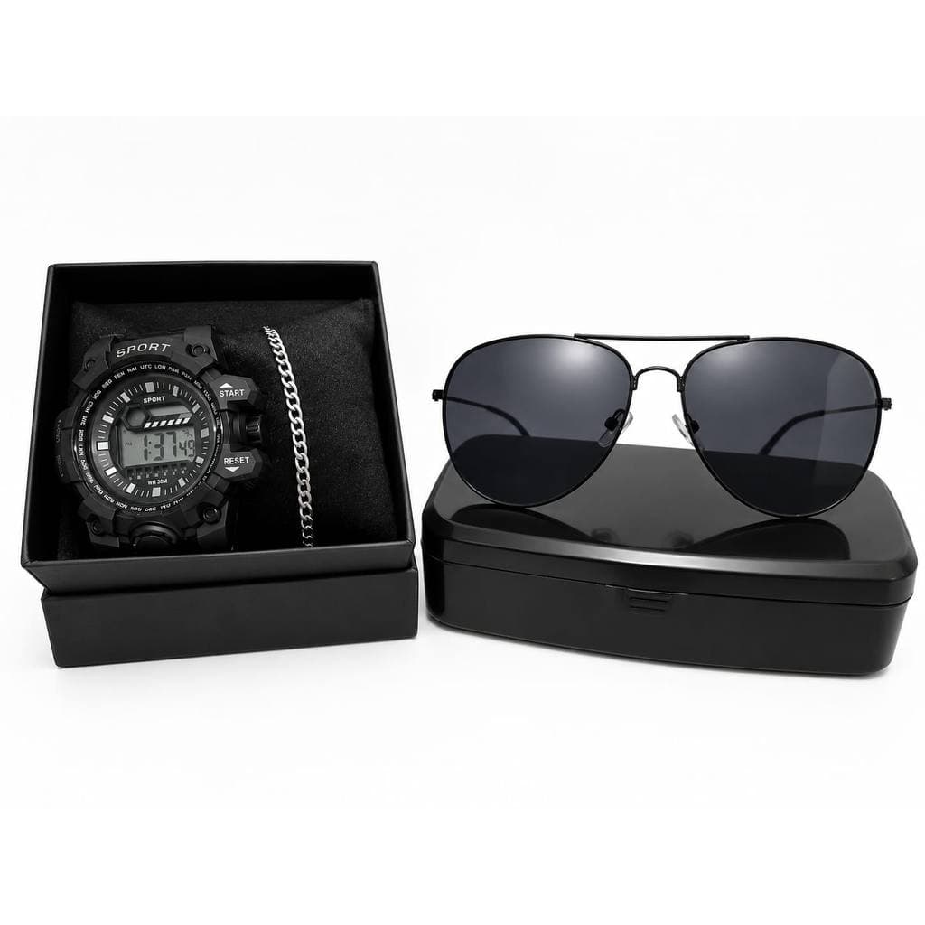 Kit Presente Rel. Dig. + Cx+Pul Elo + Oculos + estojo oculos