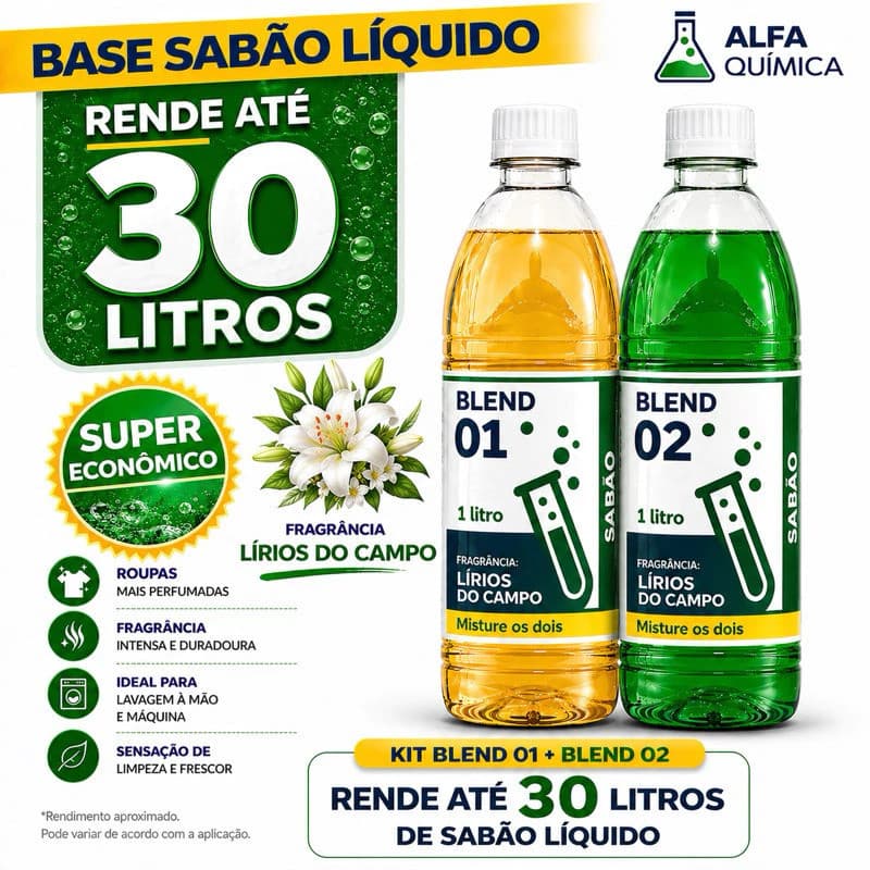 Sabão Lava Roupas Líquido Rende até 30 Litros Lírios