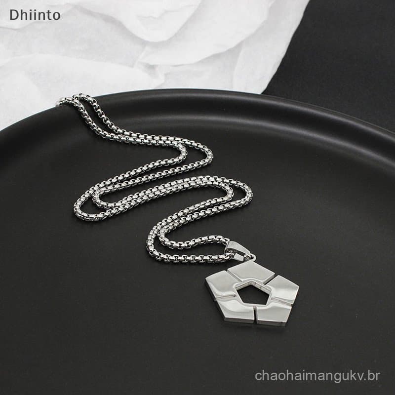 [Dhiint] Colar Azul LOCK Mulher Anime Soccer Sign Necklaces Moda Casais Criativos Corrente Prata Inoxidável Cosplay Coll