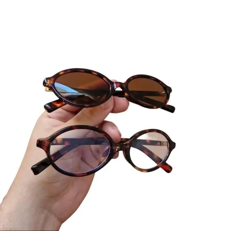 Óculos Ovais Premium De Armação de Metal Tartaruga Estilo Retrô Anos 2000s Oval Retrô Elegante