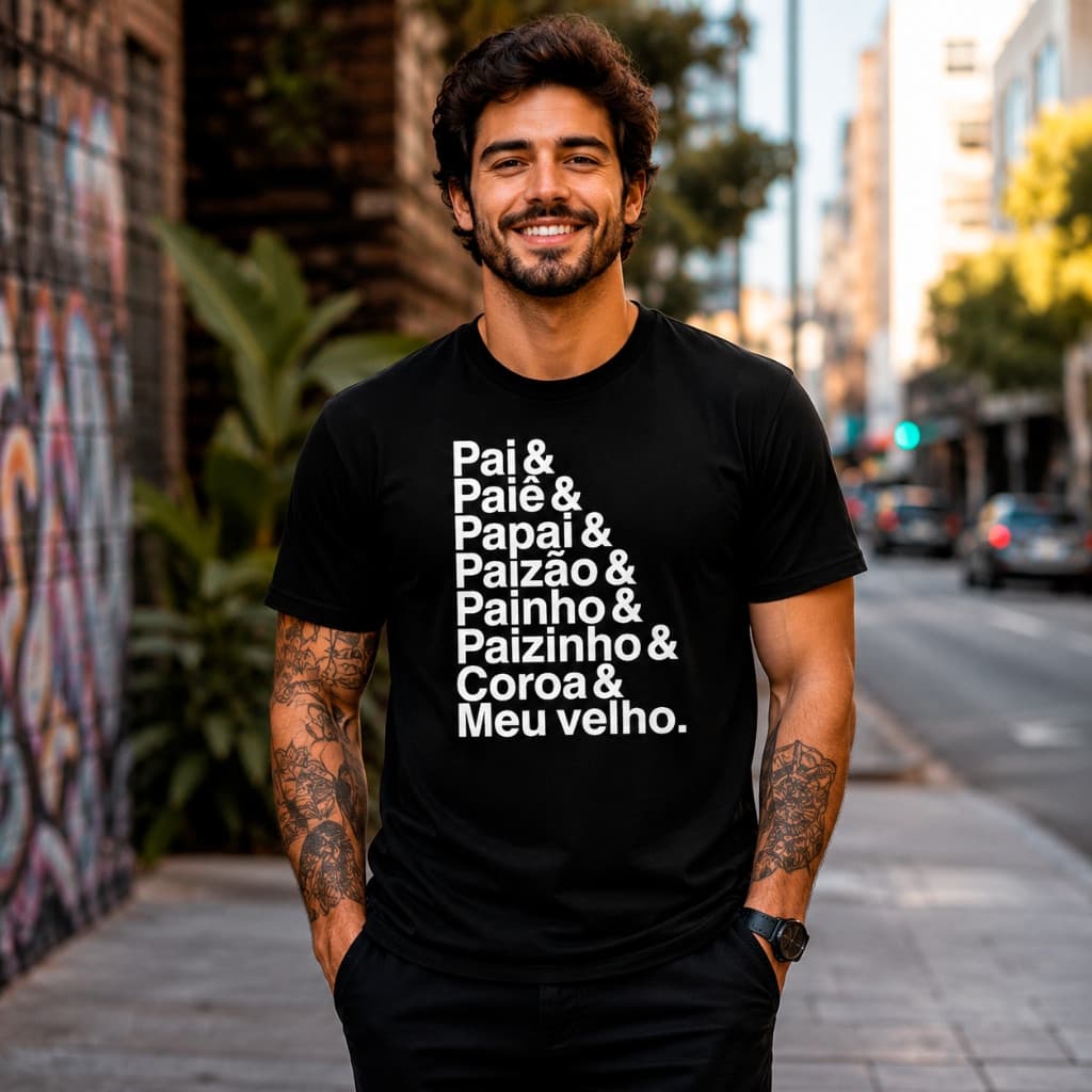 Camisa Camiseta Basica Presente Dia dos Pais 100% Algodão Premium Moda Masculina Estampa Digital