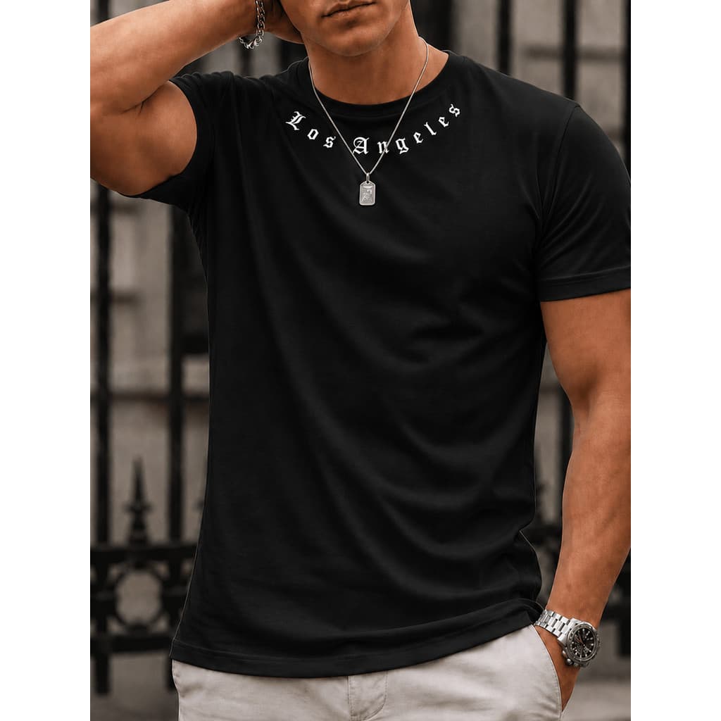 Camisa Masculina Básica Los Angeles Camiseta Algodão Malha Premium 30.1