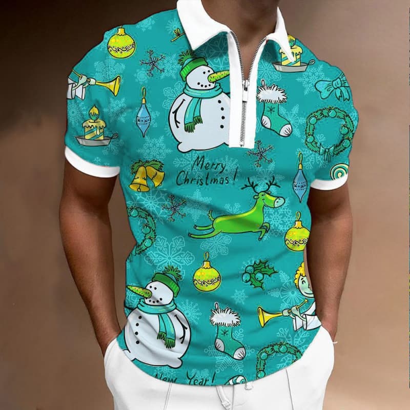 Uma peça transporte Cross-Border novo estilo venda quente comércio exterior lapela 3DPolo camisa natal impresso Casual m