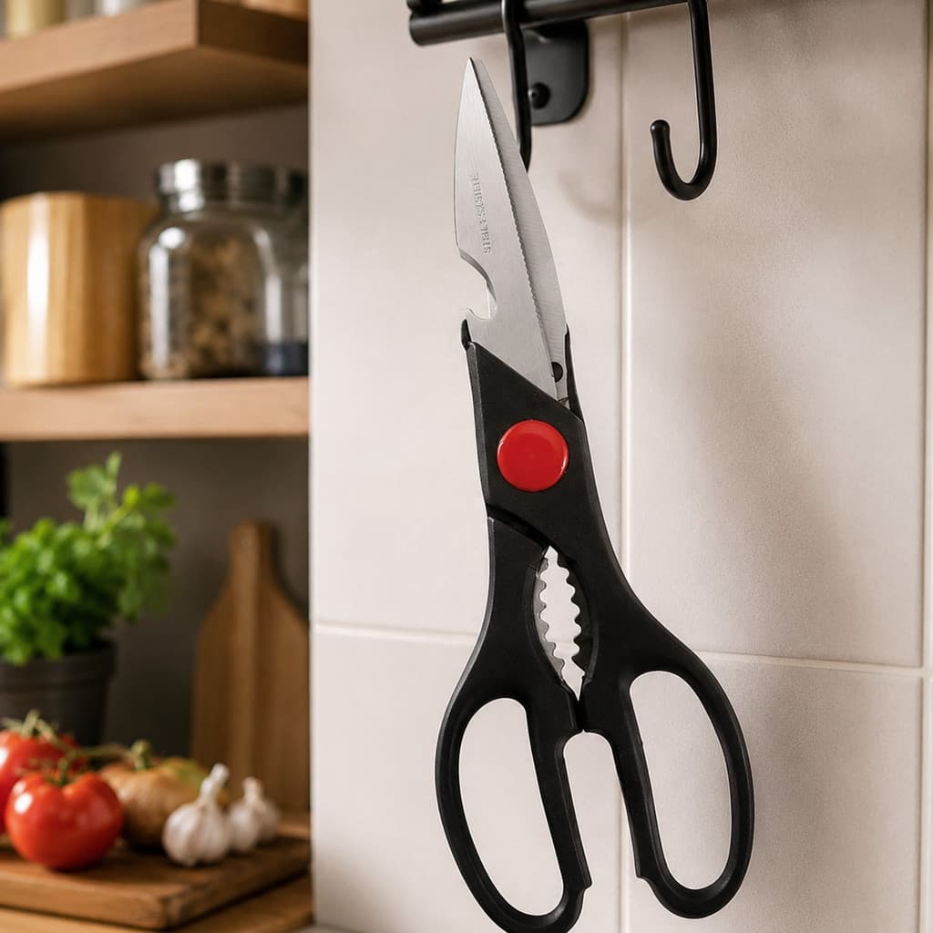 Tesoura Inox Cozinha Multiuso Corta Carne Frango Legumes Ervas Abridor Garrafa Quebra Nozes