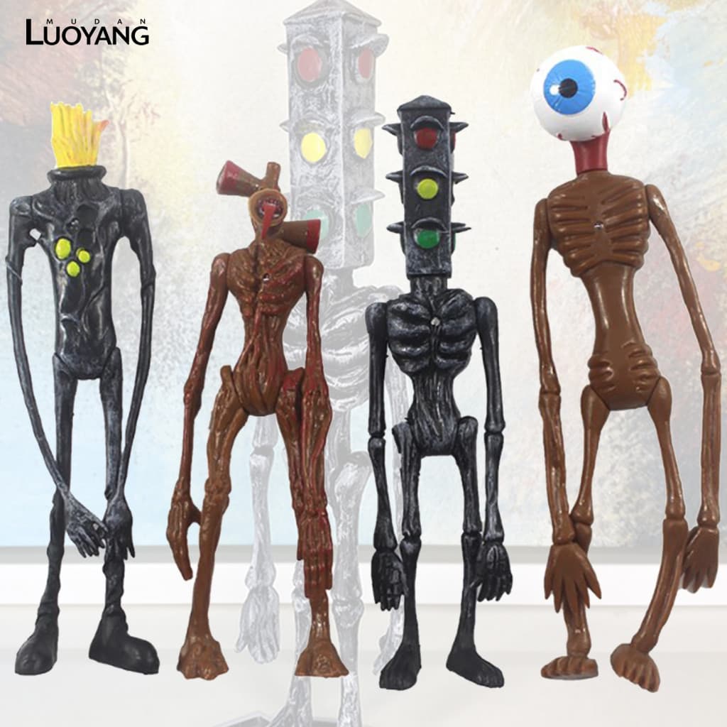 4 Pçs/Set Cabeça De Sirene Modelo Efeito De Luz Mãos Móveis Engraçado Horror Brinquedo Para Coleção