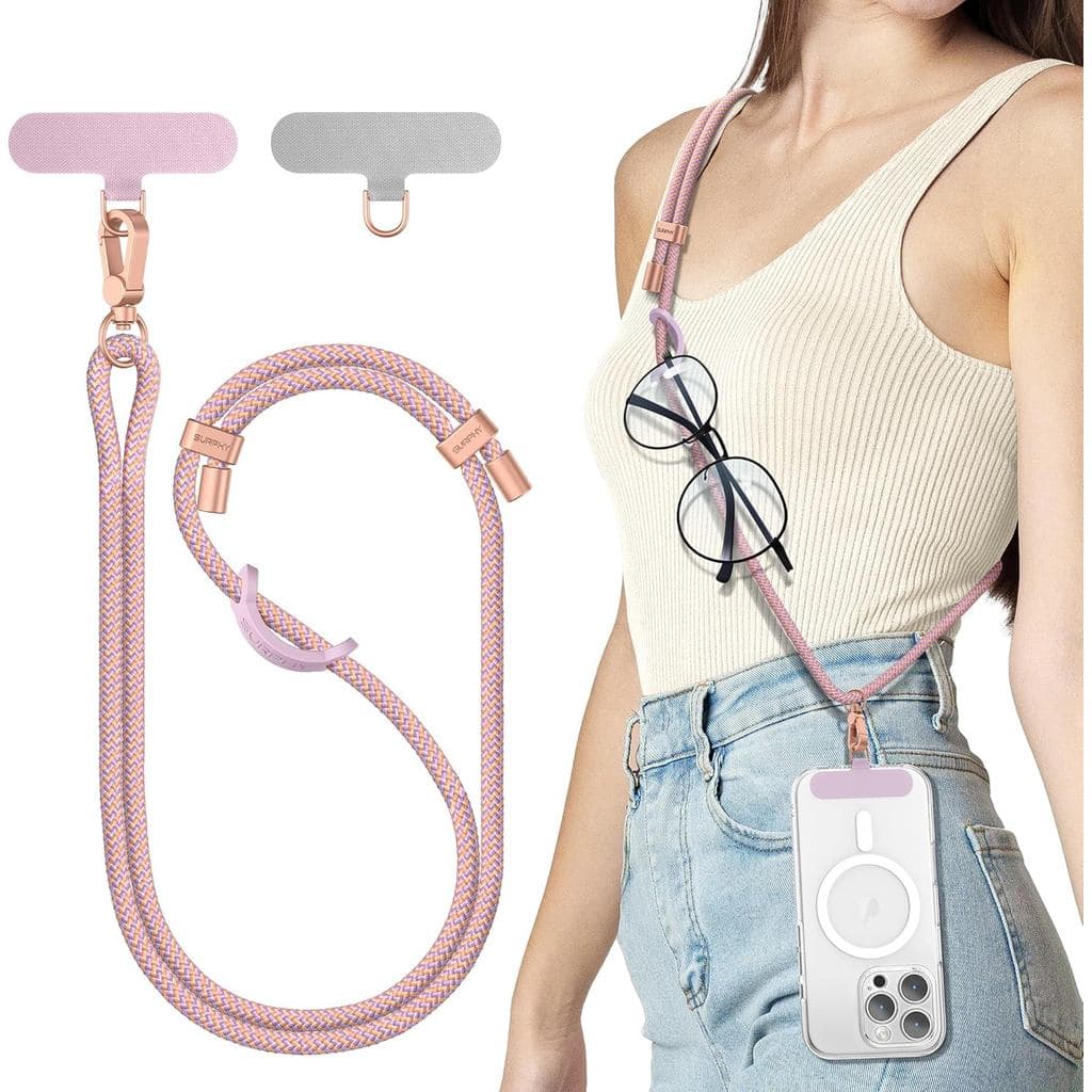Cordão Universal para Telefone SURPHY, equipado com 2 suportes, alça de pescoço ajustável e removível, cordão longo de n