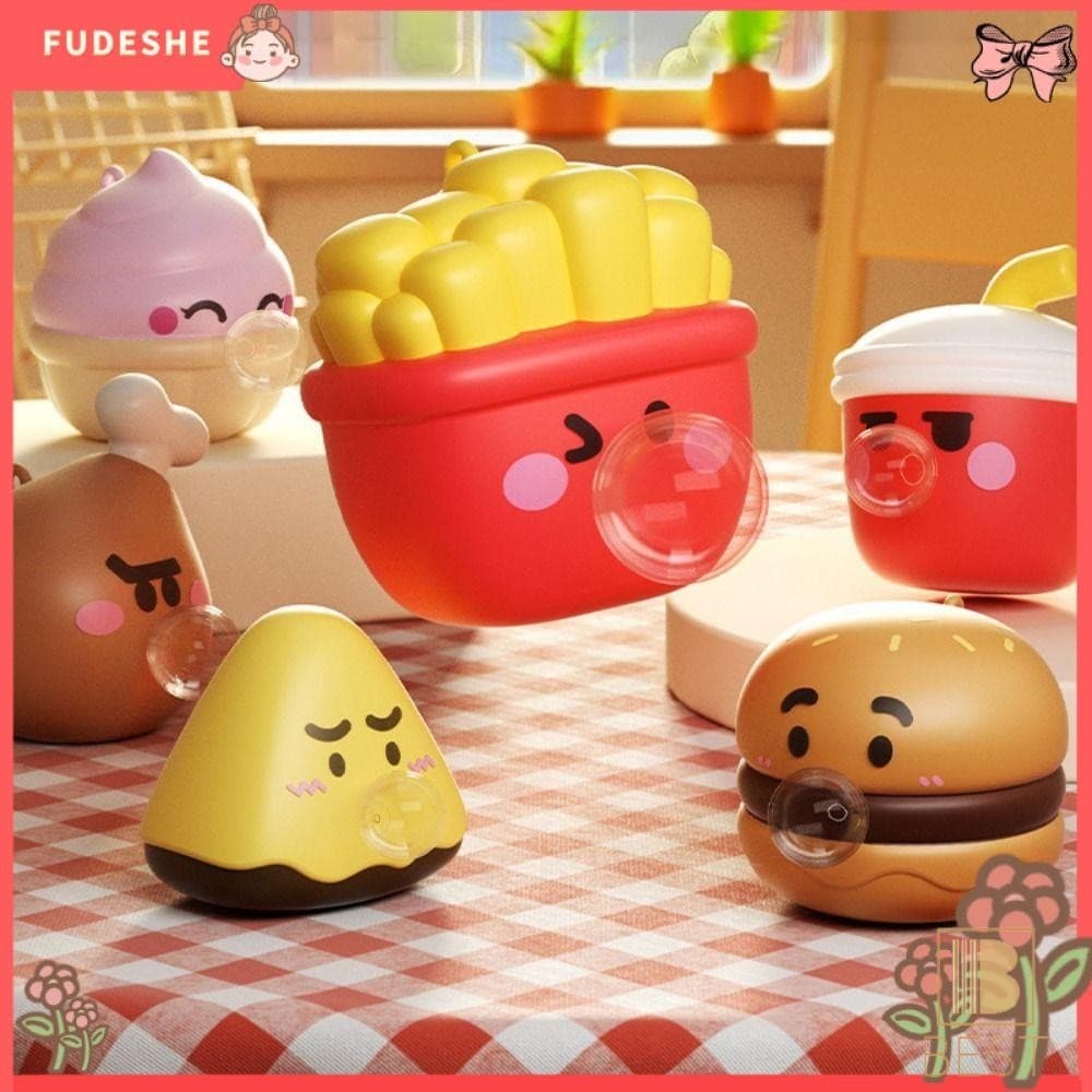 Brinquedo De Espremer Bolha De Silicone-Hambúrguer Batatas Fritas Forma Comida De Desenho Animado Macio E Relaxante