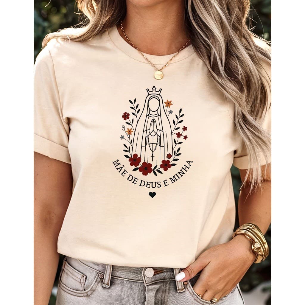 Camisa Feminina Nossa Senhora Religiosa Delicada Estilosa