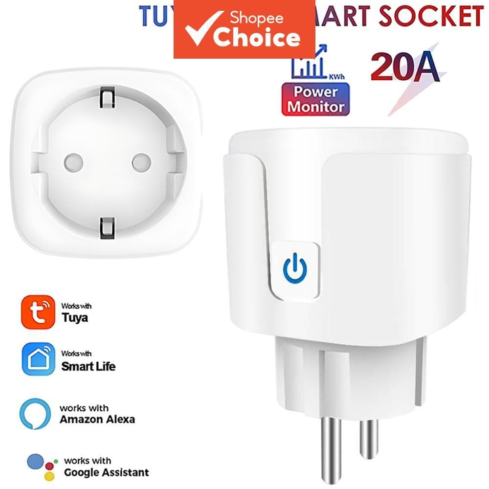 Tomada Inteligente Axus Ue 20A Para Tuya WiFi Controle De Voz Remoto Funciona Com Alexa Yandex Casa
