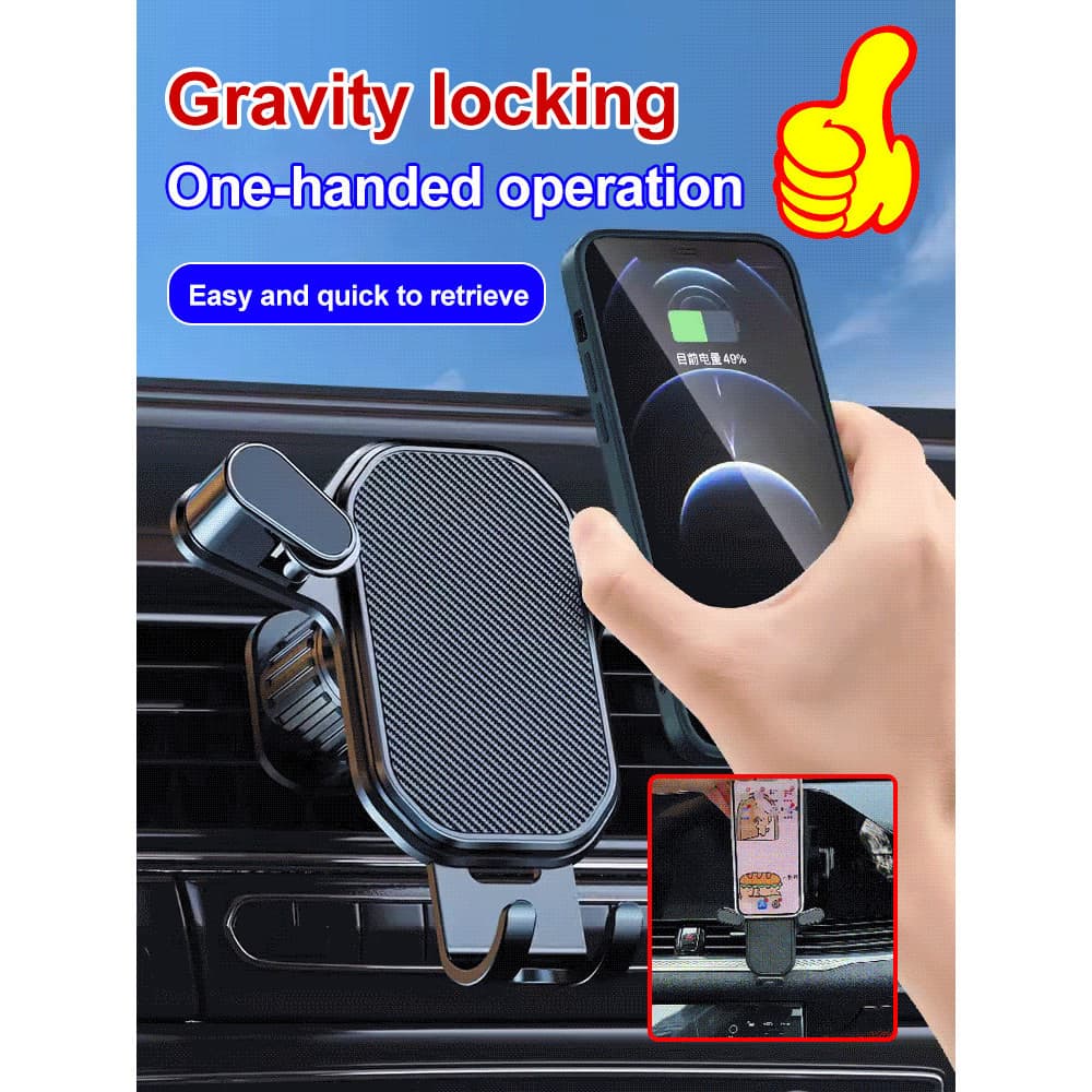 Suporte para celular veicular com gancho invertido que não se solta facilmente.
