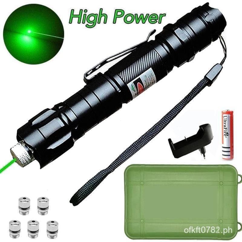Laser Verde de Alta Potência com Foco Ajustável, Caneta Apontadora Laser Verde 532nm, Alcance de 500 a 10000 metros, Las