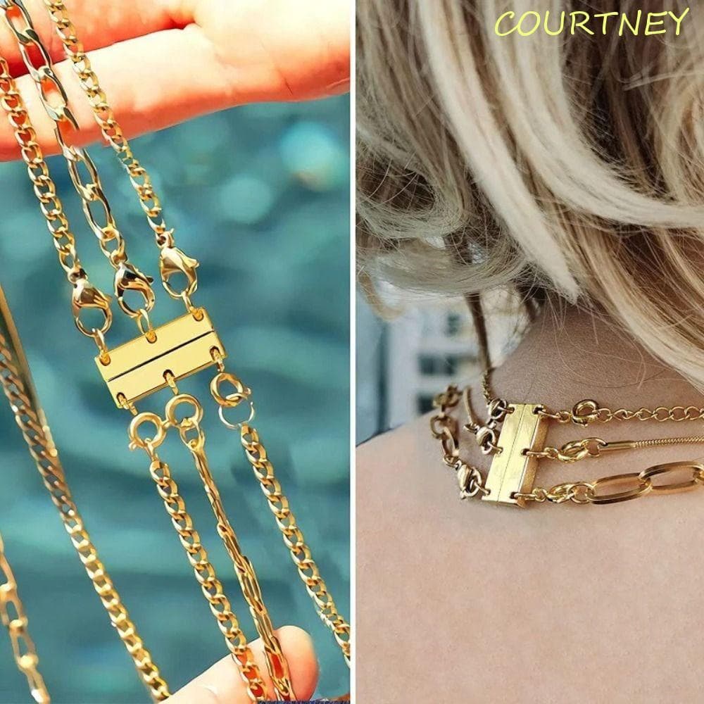 Fechos De Colar Em Camadas COURTNEY , Separador De Vários Fios Dourado/Prateado Pulseira