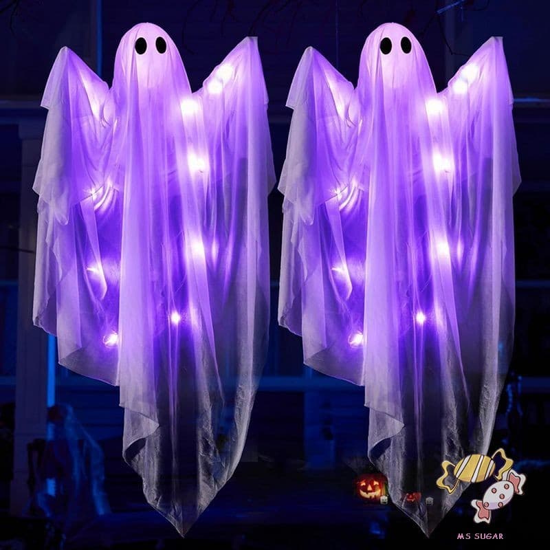Luz De Corda LED Grande Fantasma De Halloween-Decoração Suspensa De Festa Ao Ar Livre Para Pátio