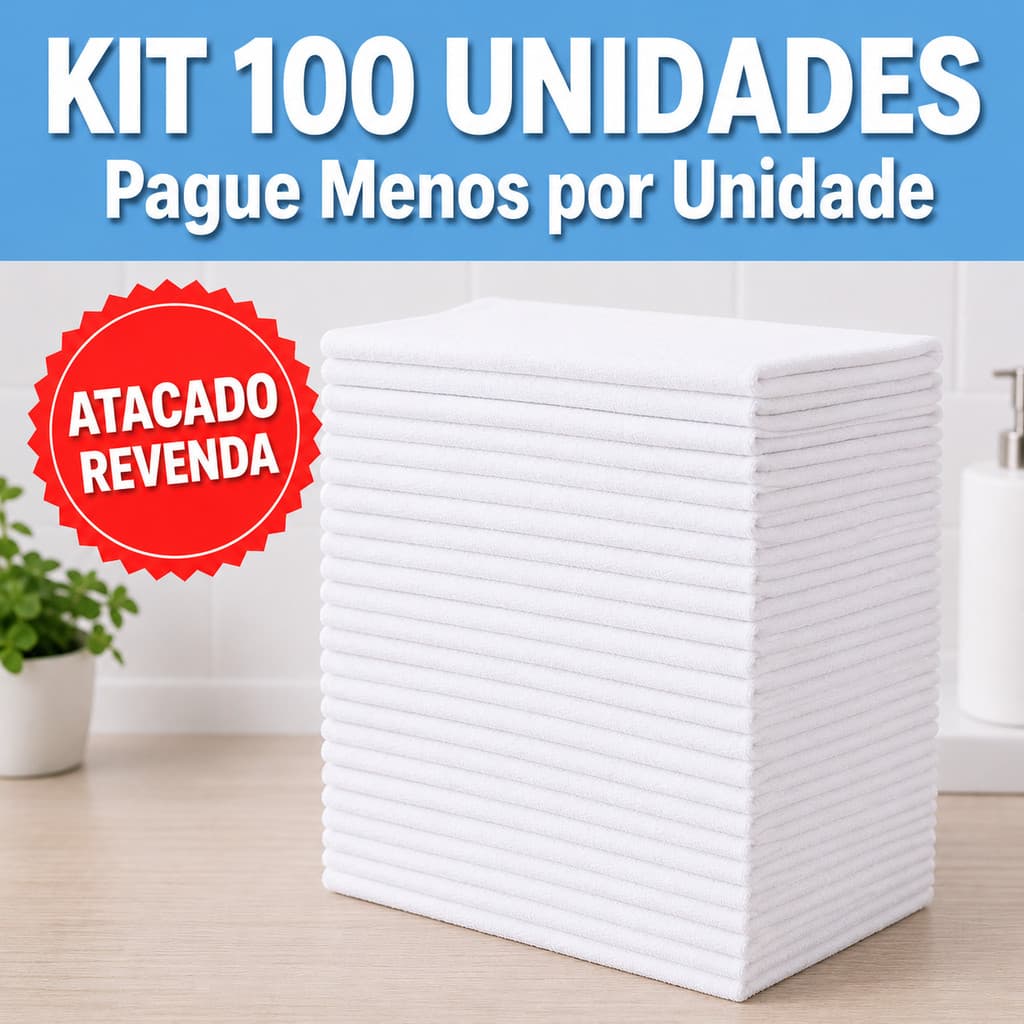 Kit 100 Panos de Chão Grande Branco Super Absorvente Limpeza Casa Cozinha Lavável Alta Durabilidade