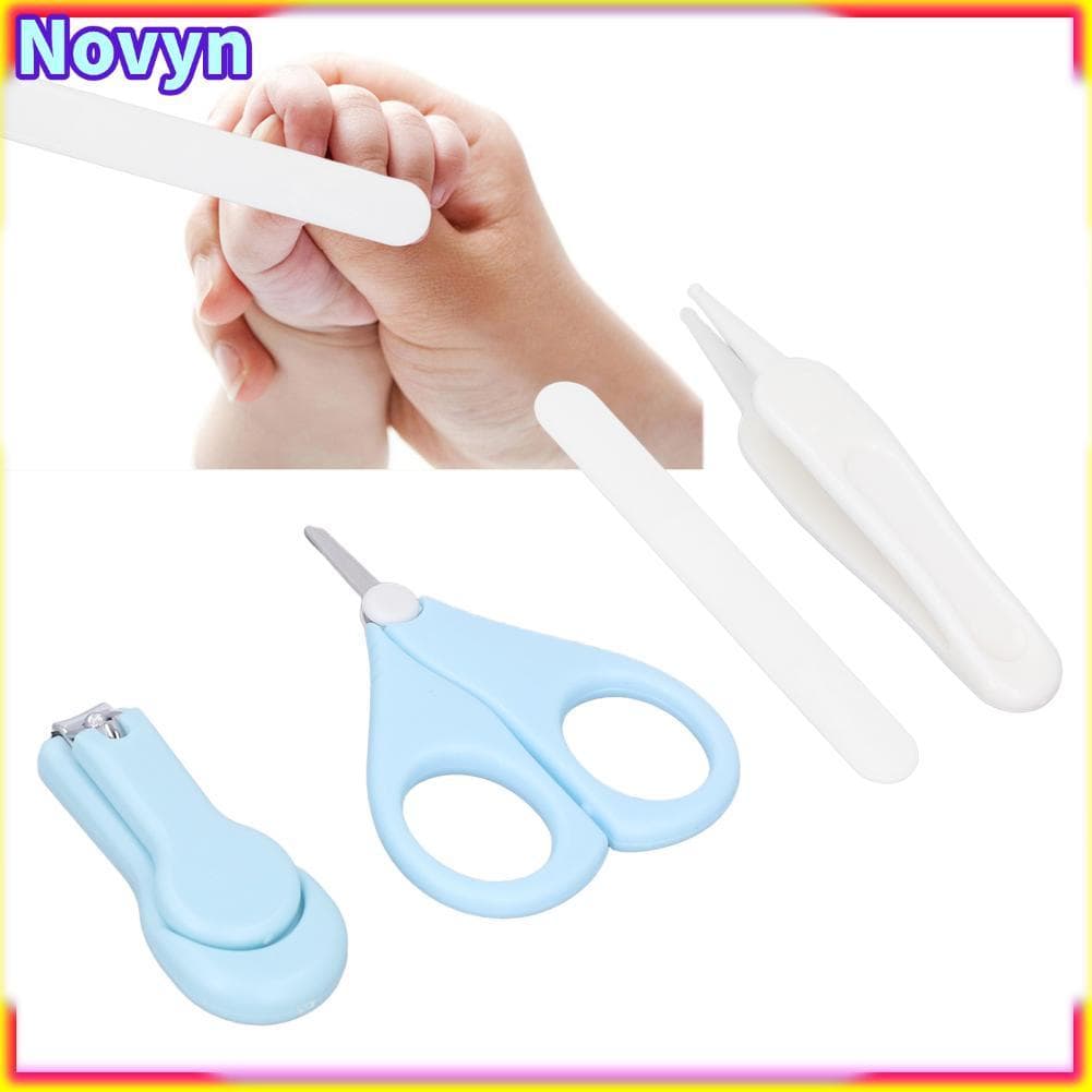 Conjunto de cuidados com as unhas do bebê Novyn-br Fdit Safe Alimentação com tesoura Arquivo Pinça redonda para - Azul