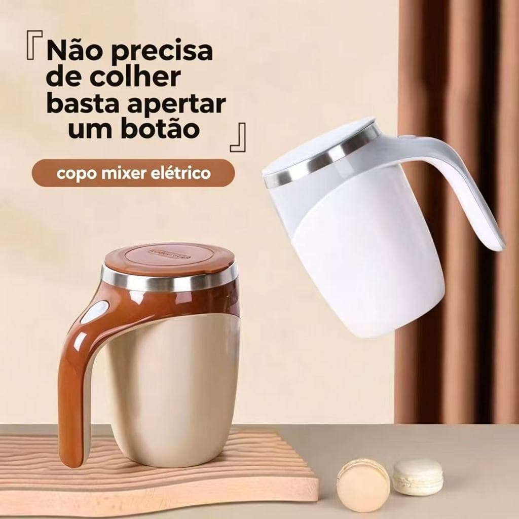 Caneca Misturadora Automática Elétrica USB Bateria Recarregável Mixer Café