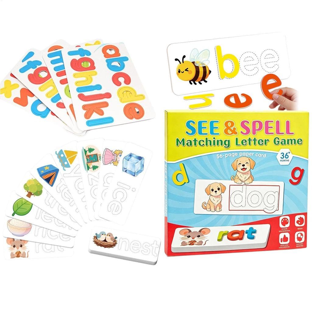 Ver E Soletrar Kit De Aprendizagem Alfabeto Correspondência Jogo Visão Palavras Cartão Flash Diversão Atividade Para Cri