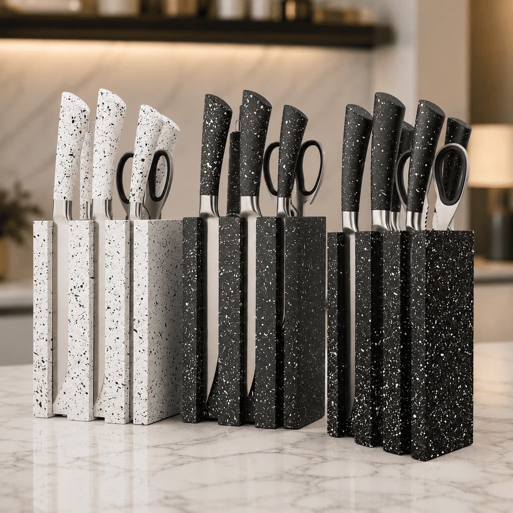 Faqueiro Aço Inox Profissional com Suporte 8 Peças Jogo de Facas Chef