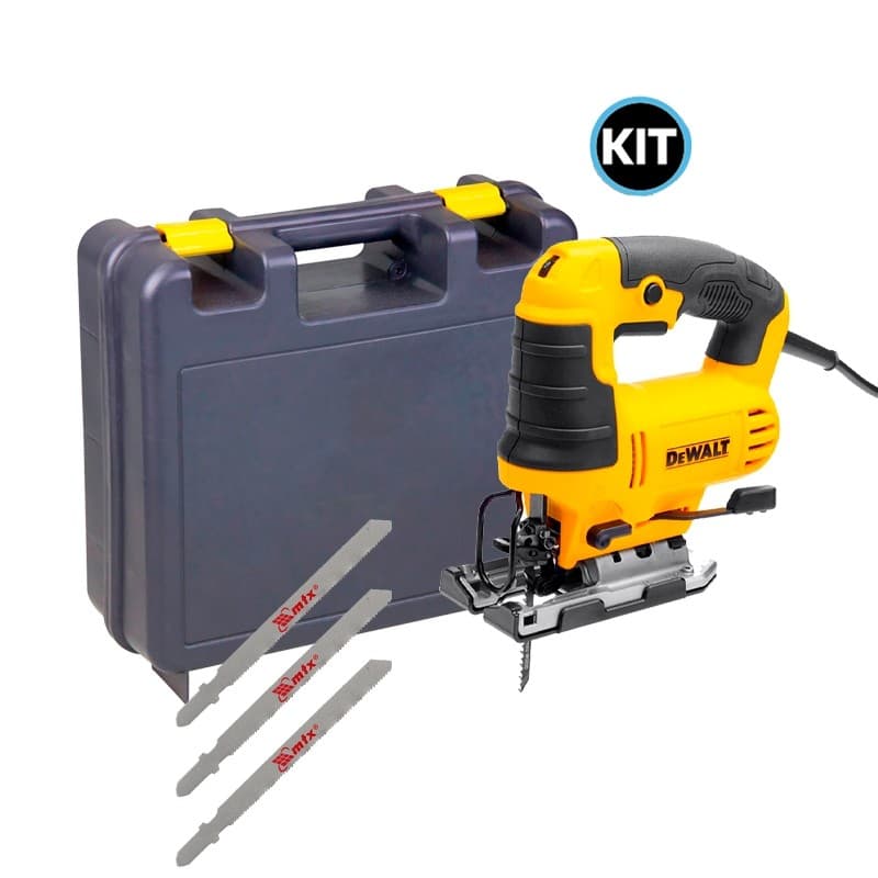 Serra Tico-Tico Dewalt DWE300-B2 650w (220V)  Kit Laminas de Serra Tico-Tico 3 pecas MetalMadeira  Maleta