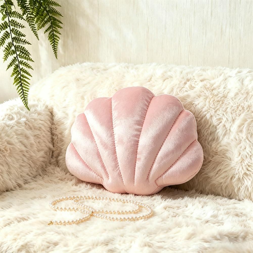 Almofadas Decorativas em Forma de Concha, Almofada Decorativa 3D Fofa em Forma de Concha, Almofadas Macias em Forma de C