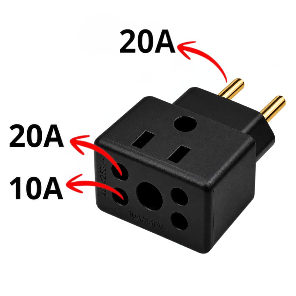 Adaptador Bob Tomada Pino Grosso 20A Para Fêmea 10A e 20A Padrão Brasileiro
