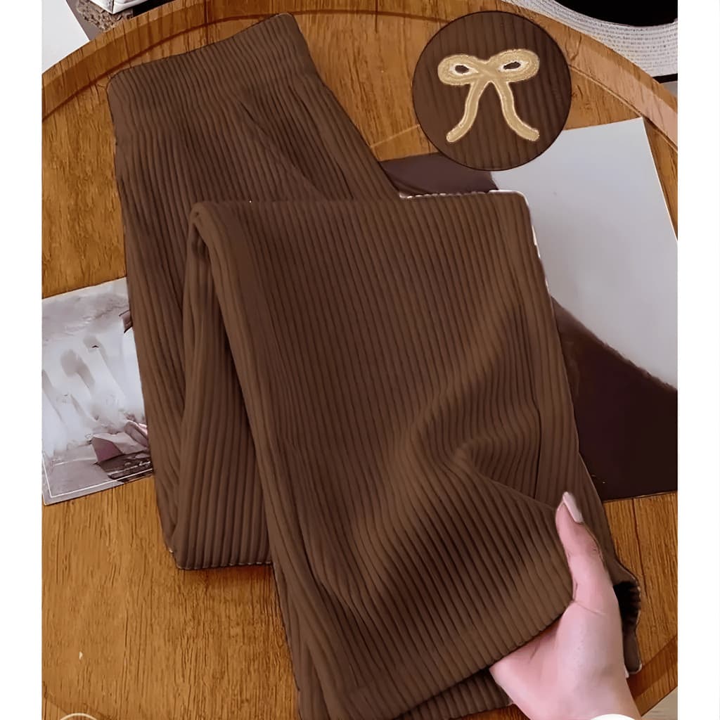 Calça Pantalona Feminino Tecido texturado Calça Feminino Cintura Alta Pantalona Elegante